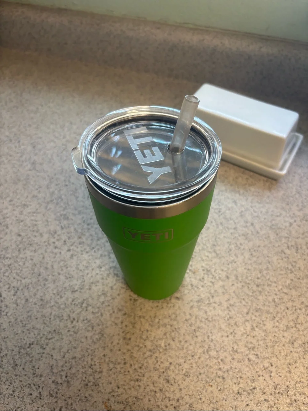 Yeti Green Stainless Steel Tumbler with Clear Lid